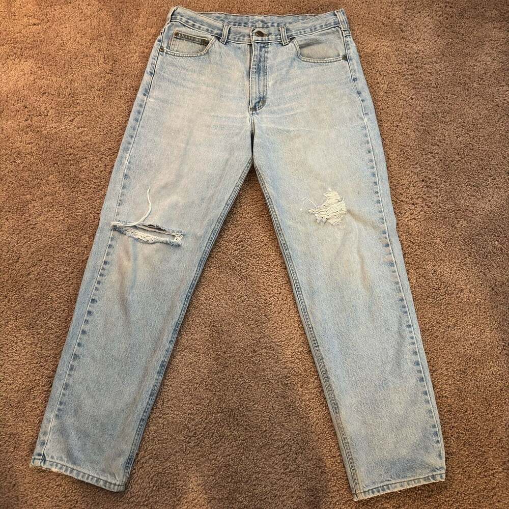 Carhartt B17STW Relaxed Fit Jeans Size 34x32 Light Wash Distressed